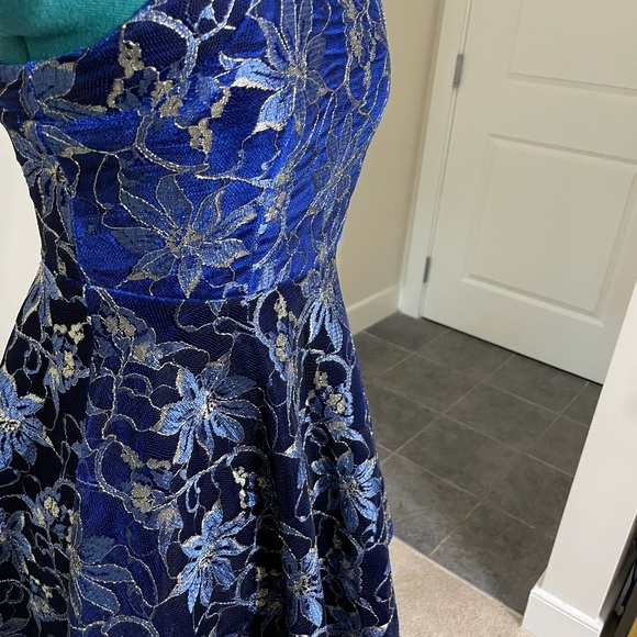 Miss Behave Girls Blue Velvet Dress - Picture 6 of 8